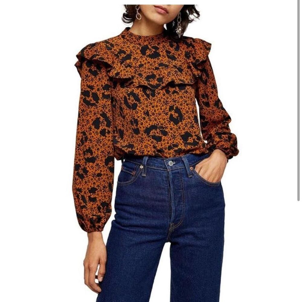 Topshop Women's Orange and Black Blouse size 6